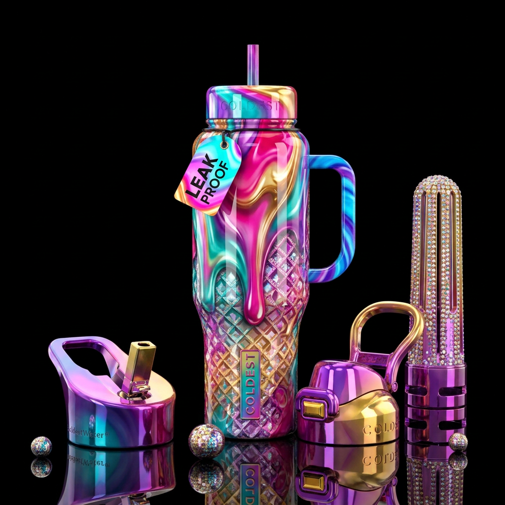 Addictive, delicious, glossy, trompe-l'œil, beauti... water bottle design