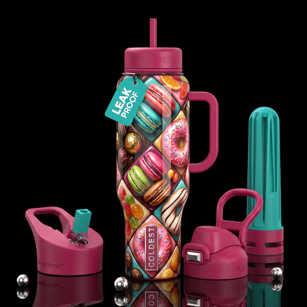 Addictive, delicious, glossy, trompe-l'œil, beauti... water bottle design