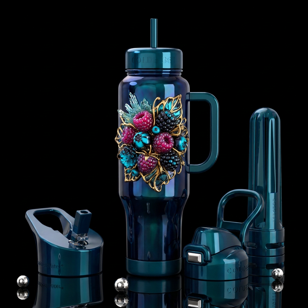 Addictive, delicious, glossy, trompe-l'œil, beauti... water bottle design