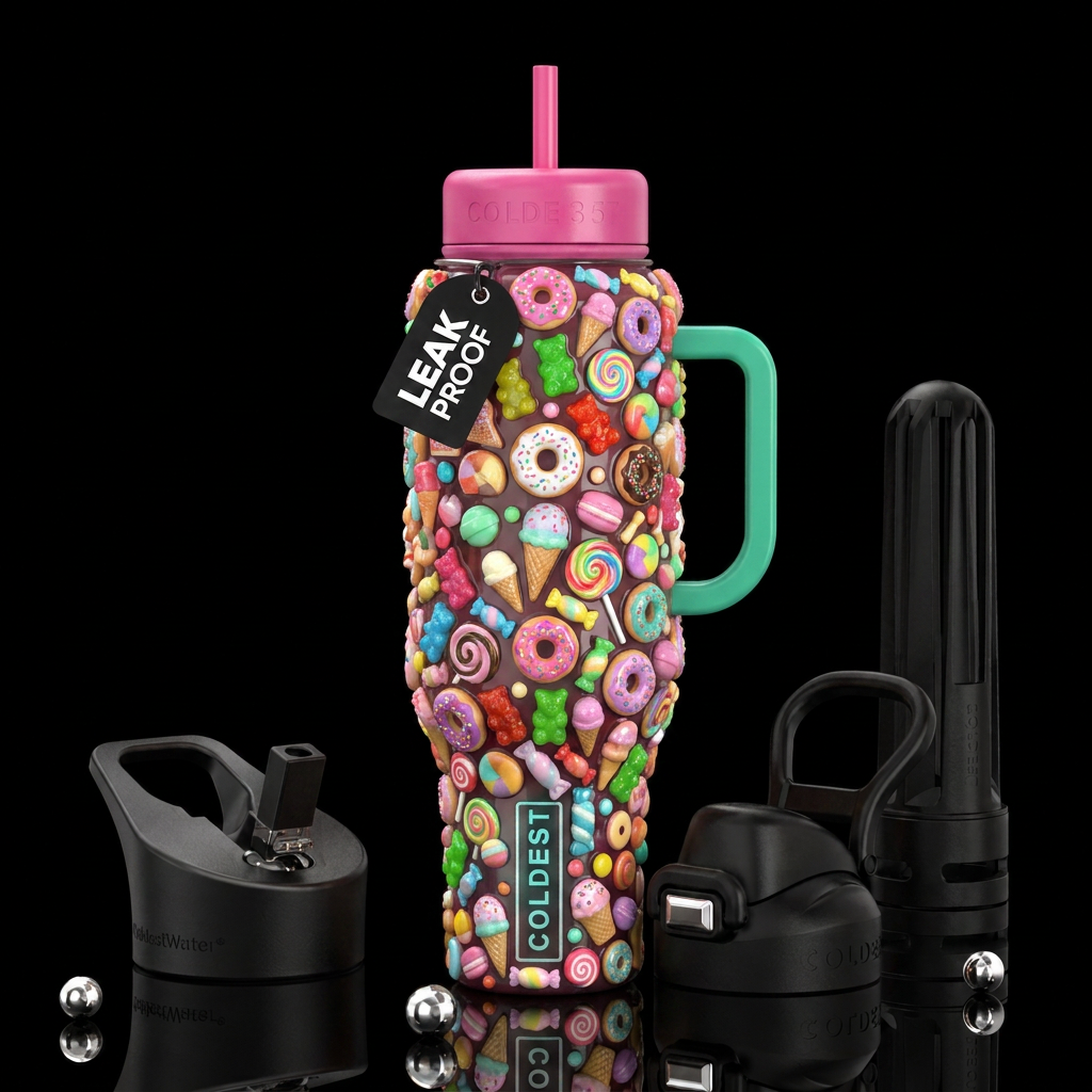 Addictive, delicious, glossy, trompe-l'œil, beauti... water bottle design