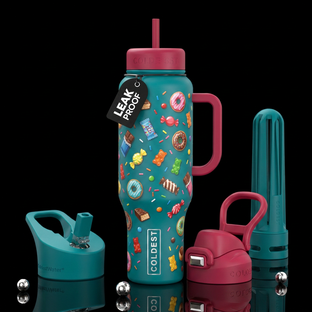 Addictive, delicious, glossy, trompe-l'œil, beauti... water bottle design
