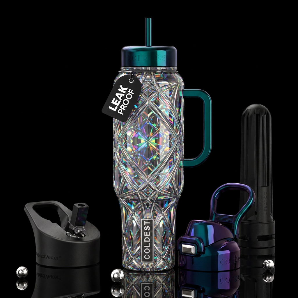 Addictive, glossy, trompe-l'œil, beautiferous, ins... water bottle design