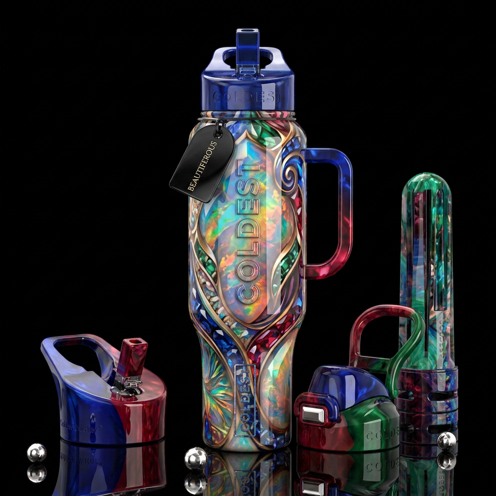 Addictive, glossy, trompe-l'œil, beautiferous, ins... water bottle design