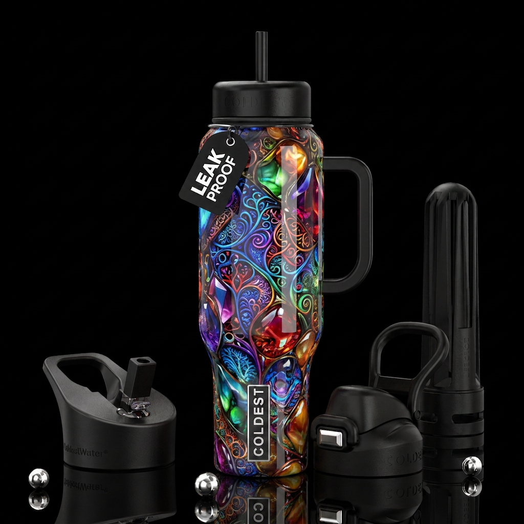Addictive, glossy, trompe-l'œil, beautiferous, ins... water bottle design