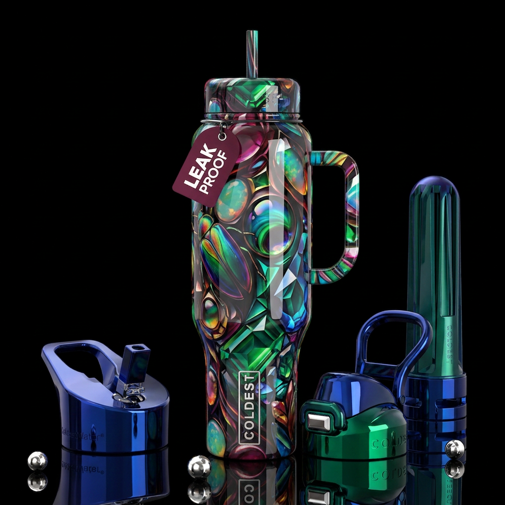 Addictive, glossy, trompe-l'œil, beautiferous, ins... water bottle design