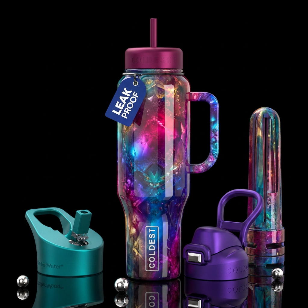 Addictive, glossy, trompe-l'œil, beautiferous, ins... water bottle design