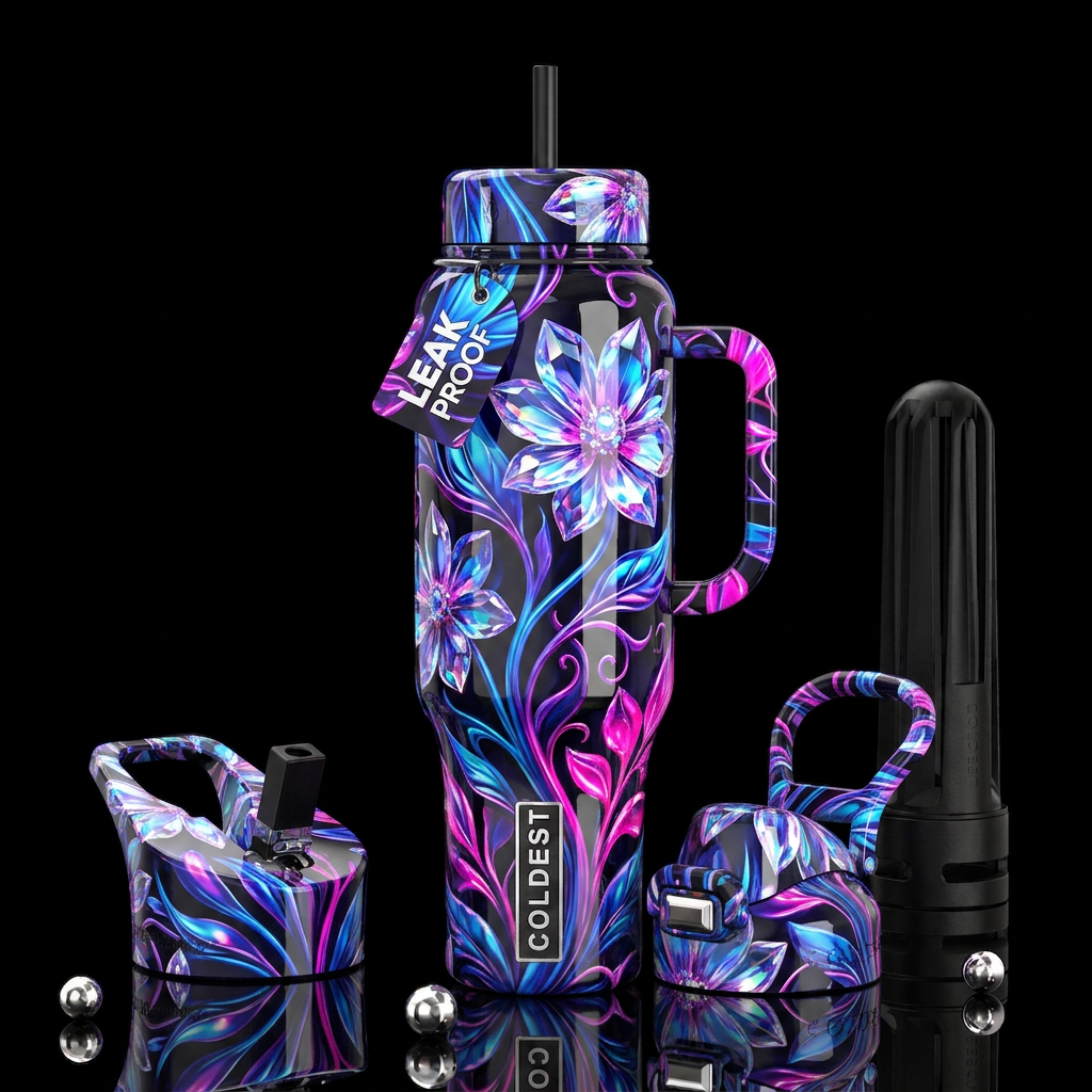 Addictive, glossy, trompe-l'œil, beautiferous, ins... water bottle design
