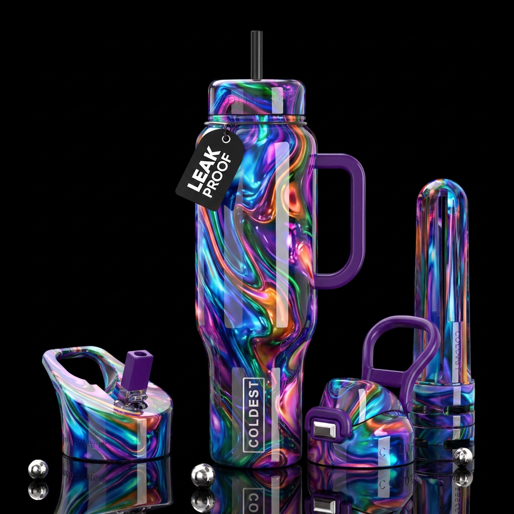 Addictive, glossy, trompe-l'œil, beautiferous, ins... water bottle design