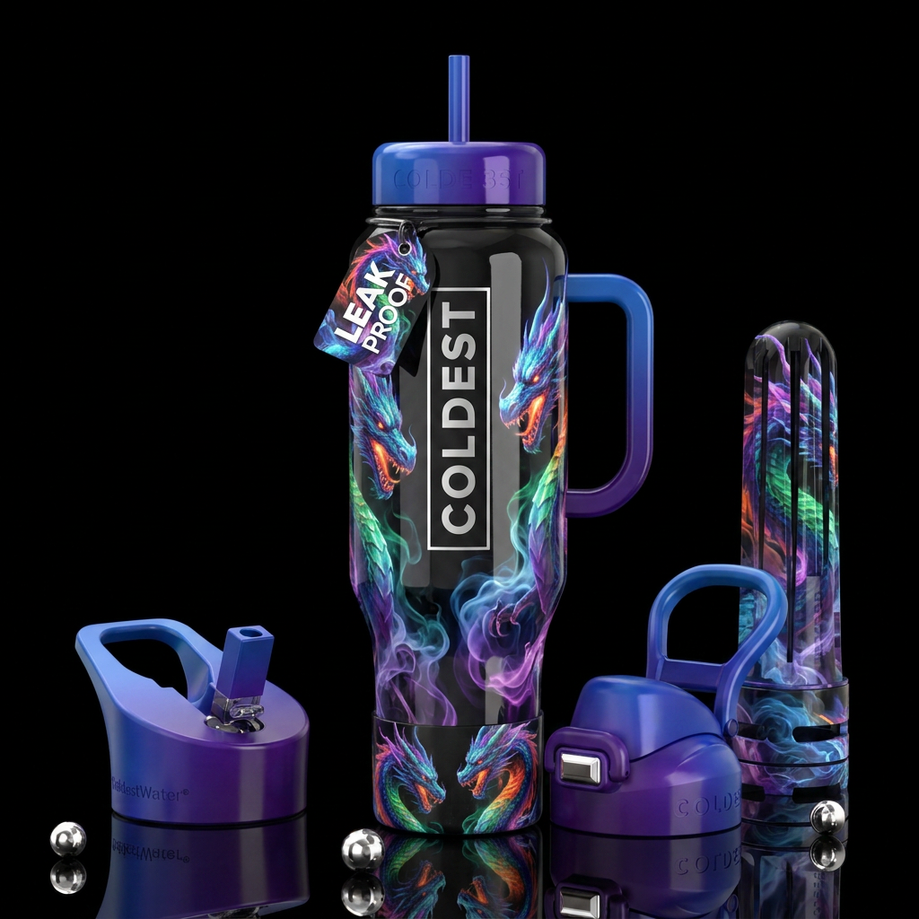Addictive, glossy, trompe-l'œil, beautiferous, ins... water bottle design