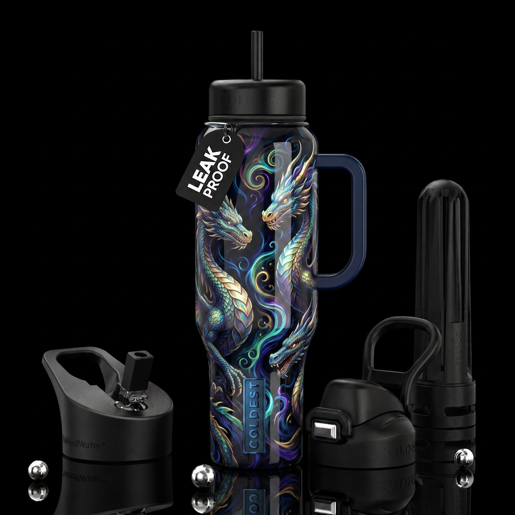 Addictive, glossy, trompe-l'œil, beautiferous, ins... water bottle design