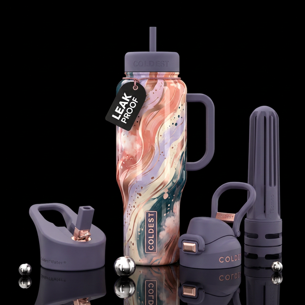 Blushies, glossy, trompe-l'œil, beautiferous abstr... water bottle design