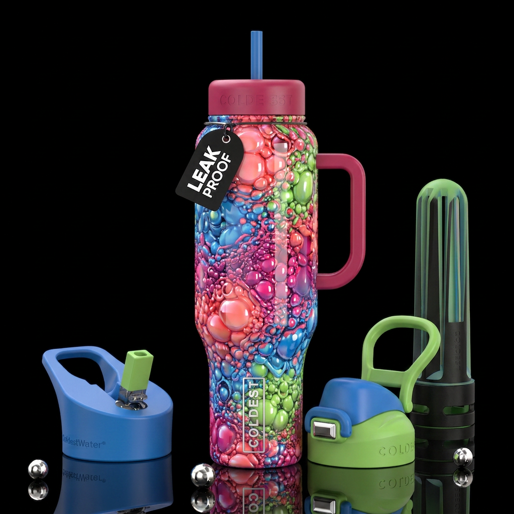 Blushies, glossy, trompe-l'œil, beautiferous abstr... water bottle design