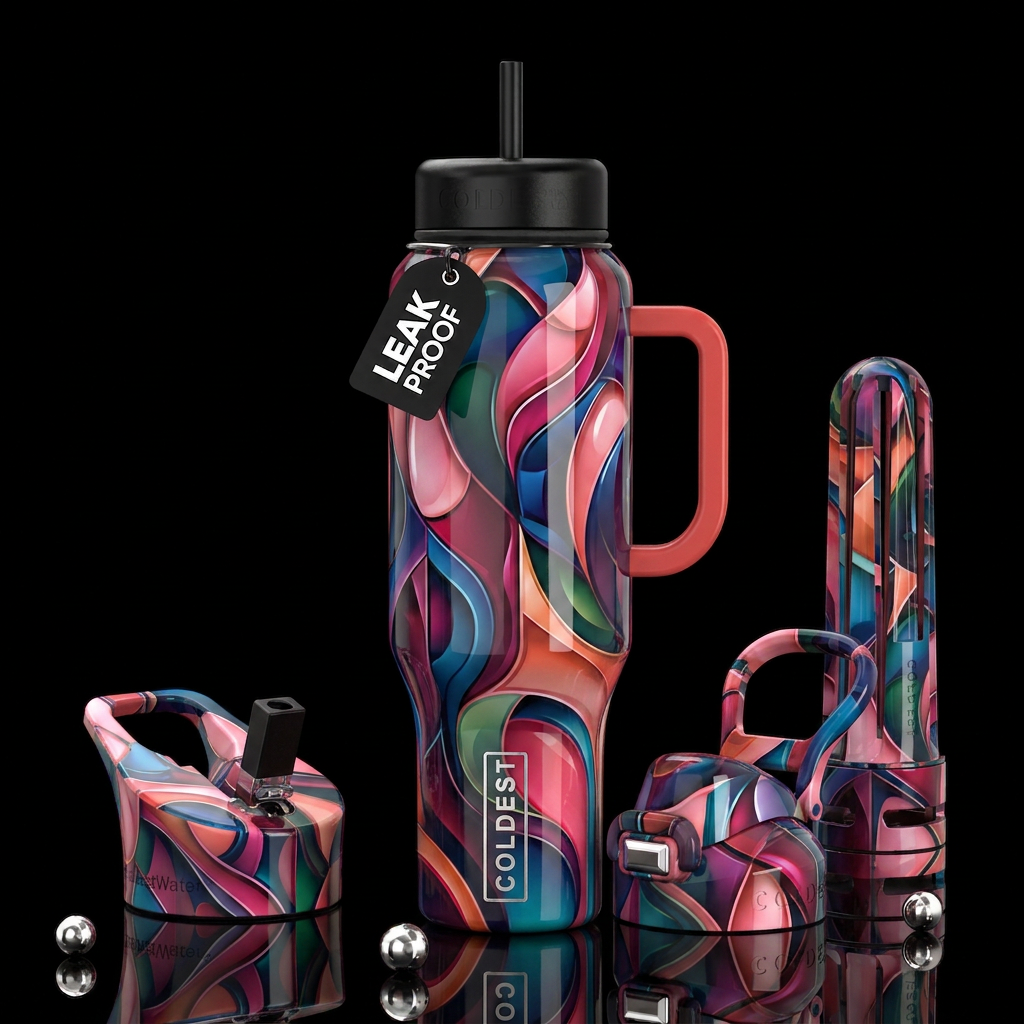 Blushies, glossy, trompe-l'œil, beautiferous abstr... water bottle design