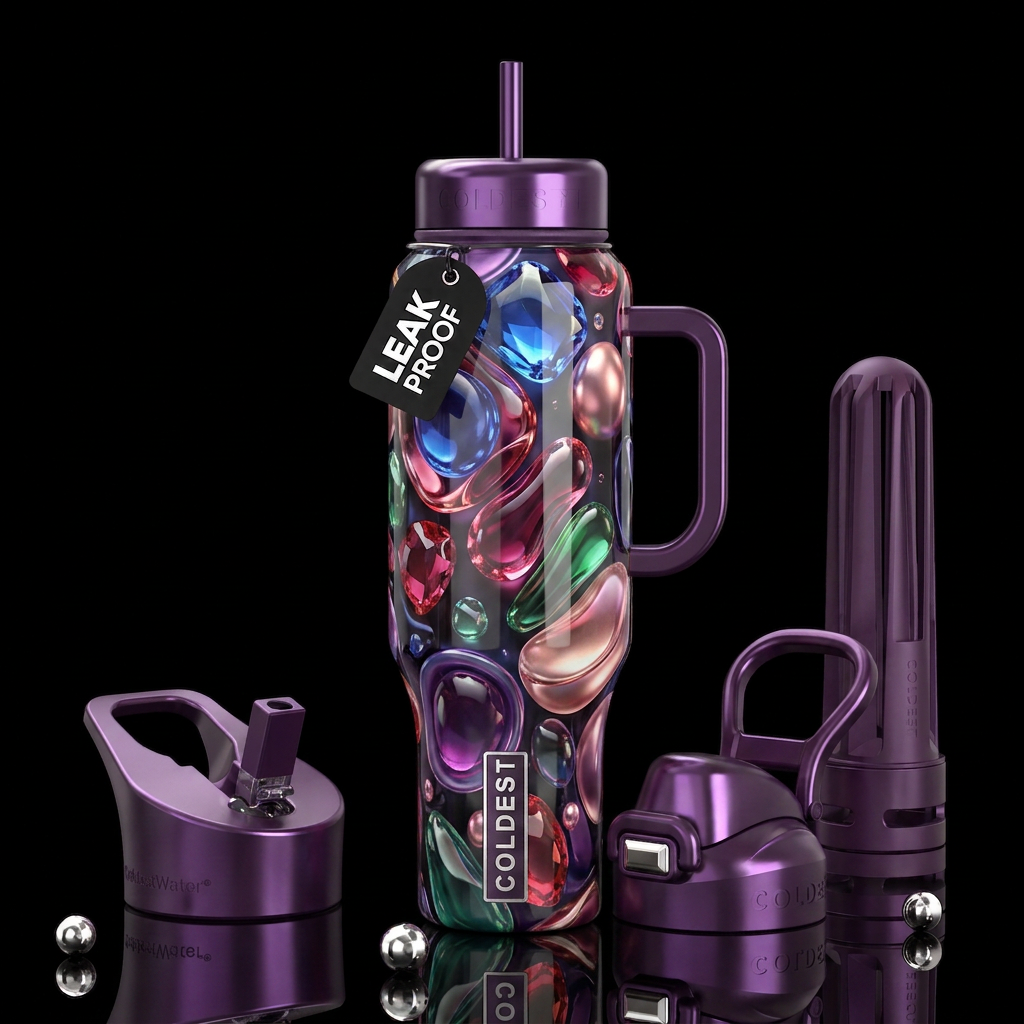 Blushies, glossy, trompe-l'œil, beautiferous abstr... water bottle design