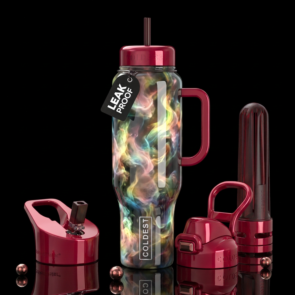 Blushies, glossy, trompe-l'œil, beautiferous abstr... water bottle design