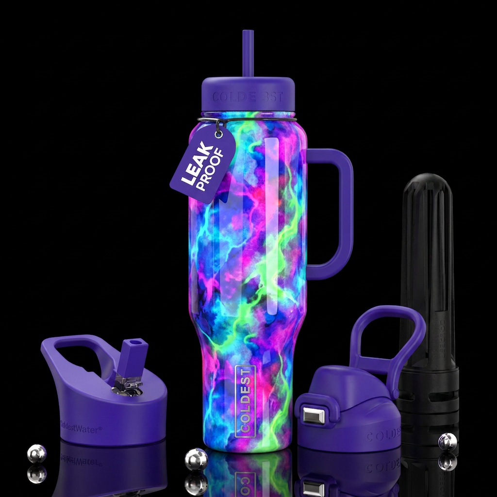 Blushies, glossy, trompe-l'œil, beautiferous abstr... water bottle design