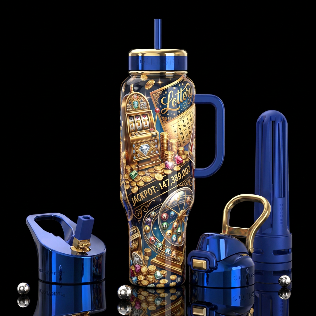Lottery,glossy, trompe-l'œil, beautiferous water bottle design
