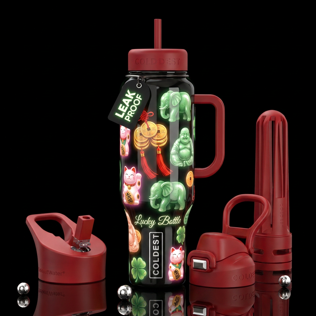 , Lucky Bottle,glossy, trompe-l'œil, beautiferous ... water bottle design