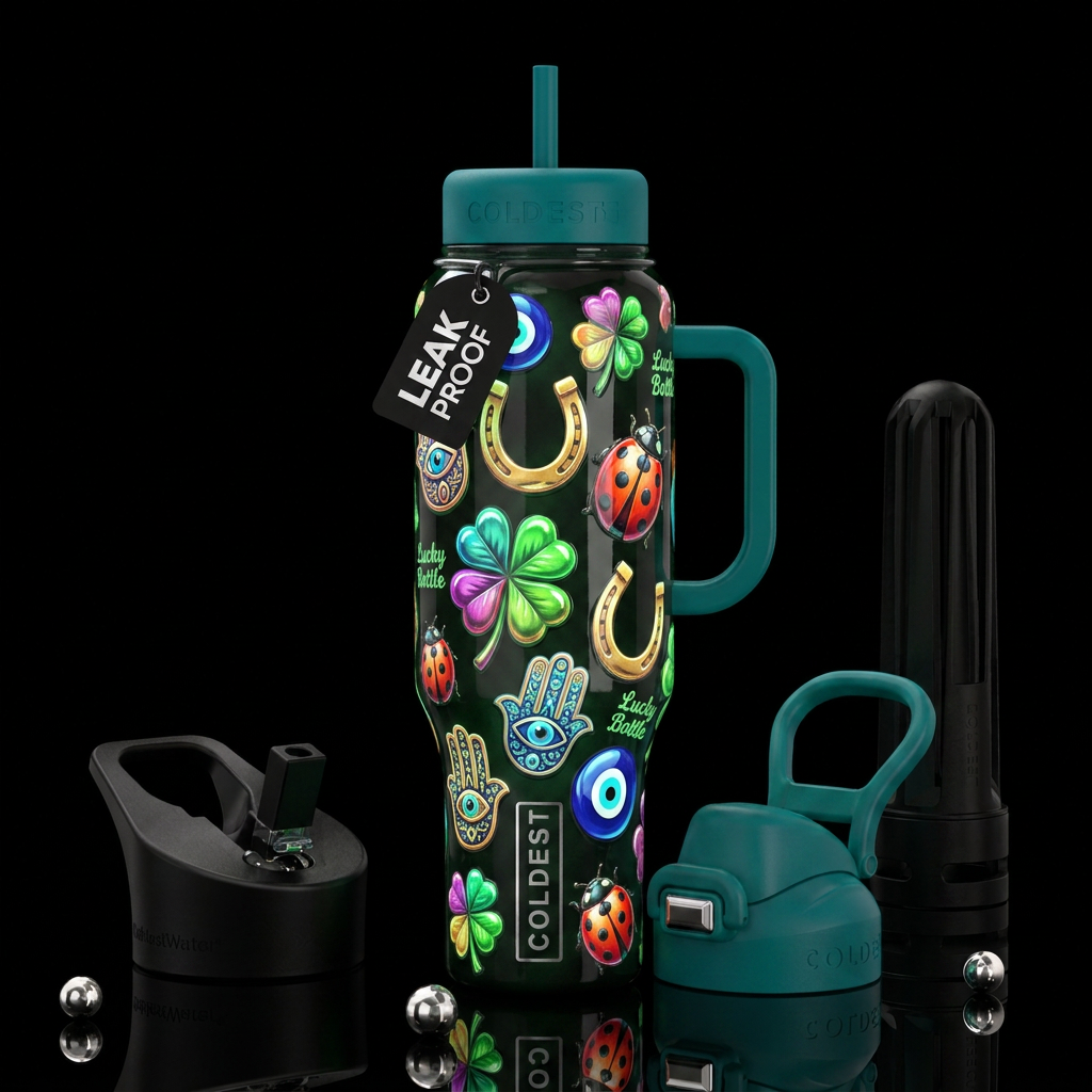 , Lucky Bottle,glossy, trompe-l'œil, beautiferous ... water bottle design