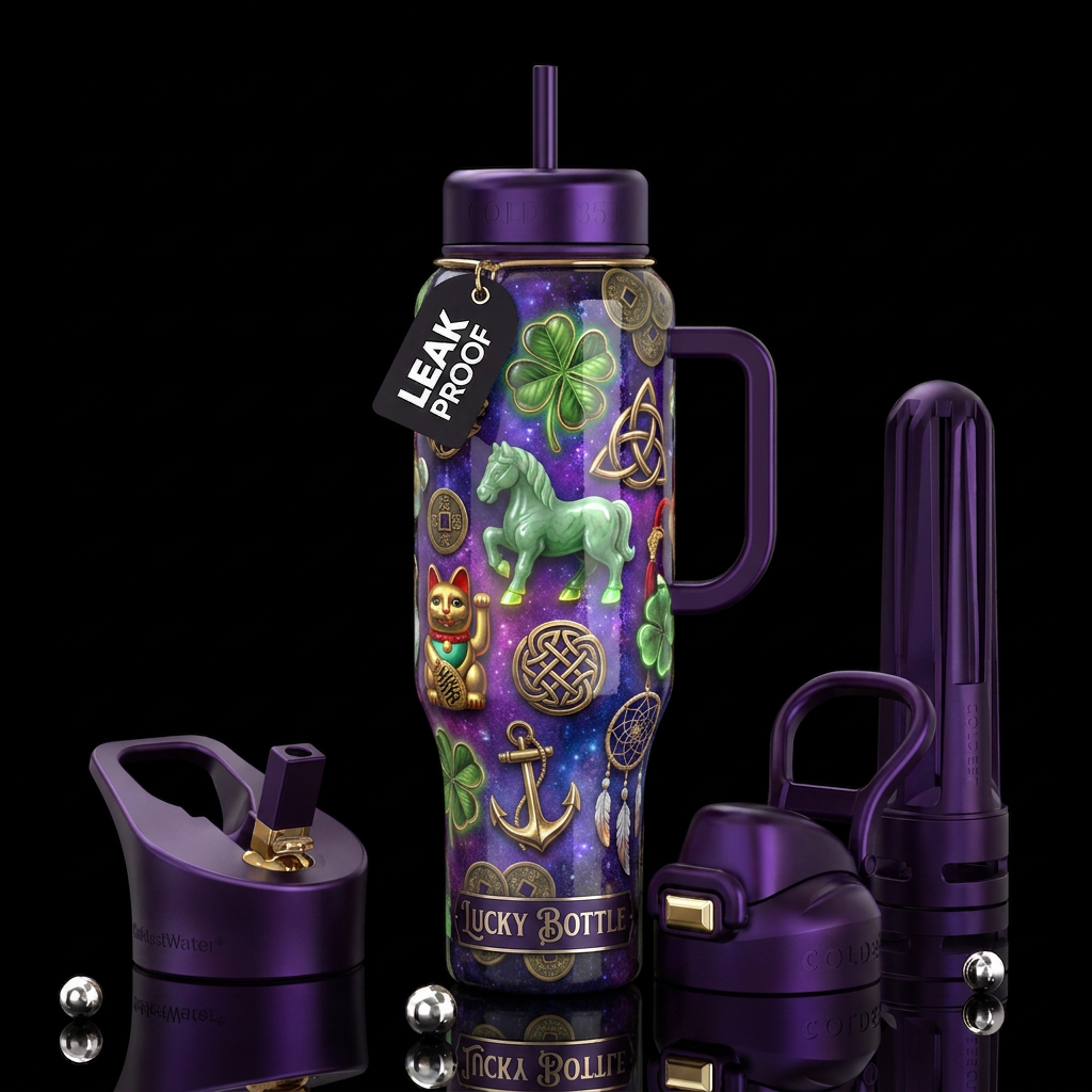, Lucky Bottle,glossy, trompe-l'œil, beautiferous ... water bottle design