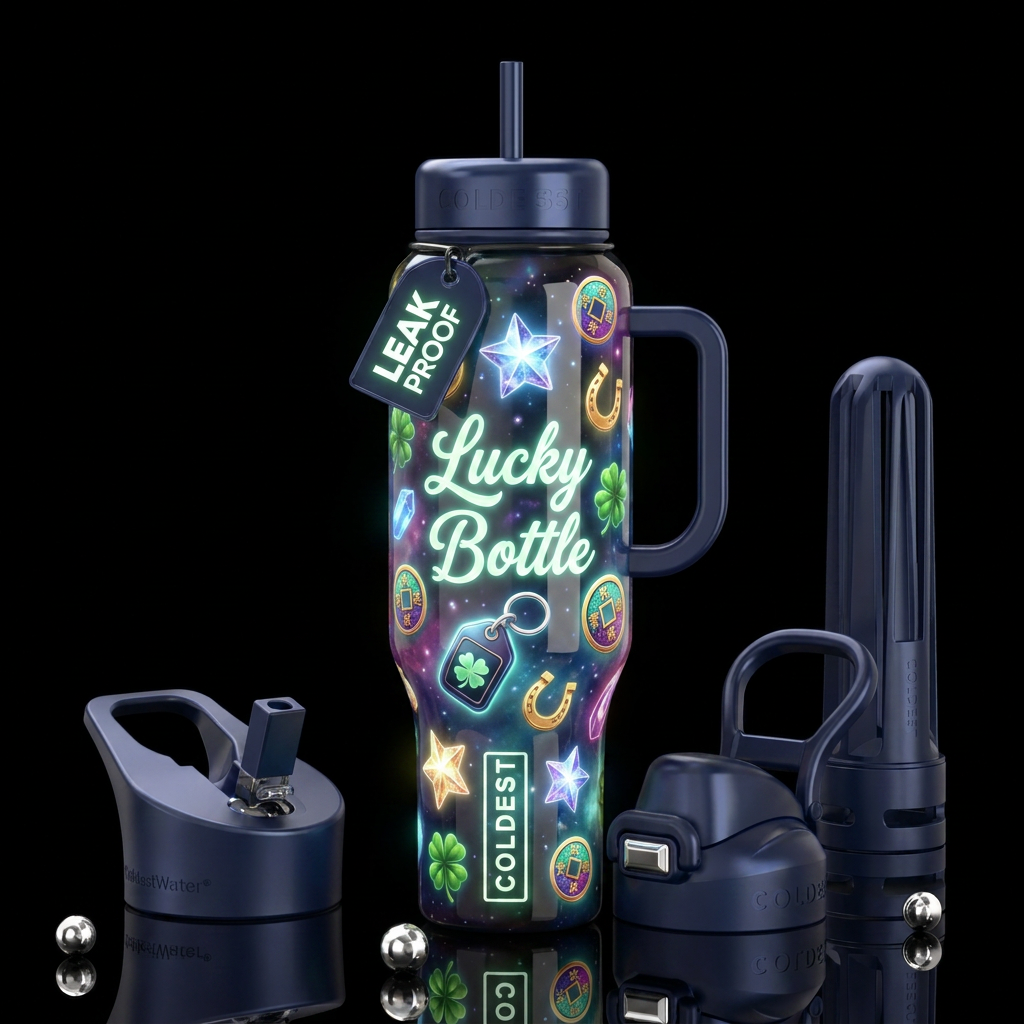 , Lucky Bottle,glossy, trompe-l'œil, beautiferous ... water bottle design