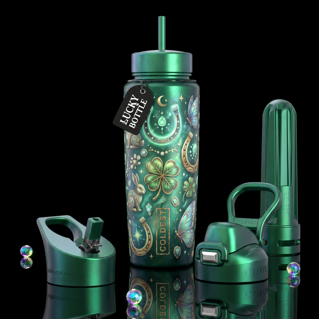 , Lucky Bottle,glossy, trompe-l'œil, beautiferous ... water bottle design