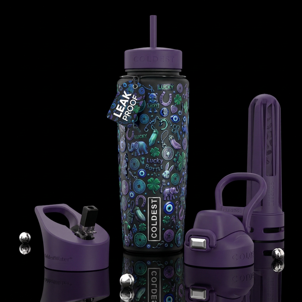 , Lucky Bottle,glossy, trompe-l'œil, beautiferous ... water bottle design