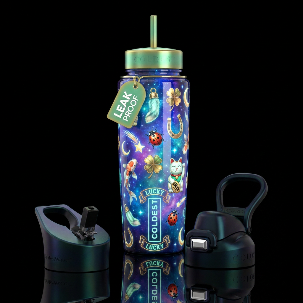 , Lucky Bottle,glossy, trompe-l'œil, beautiferous ... water bottle design