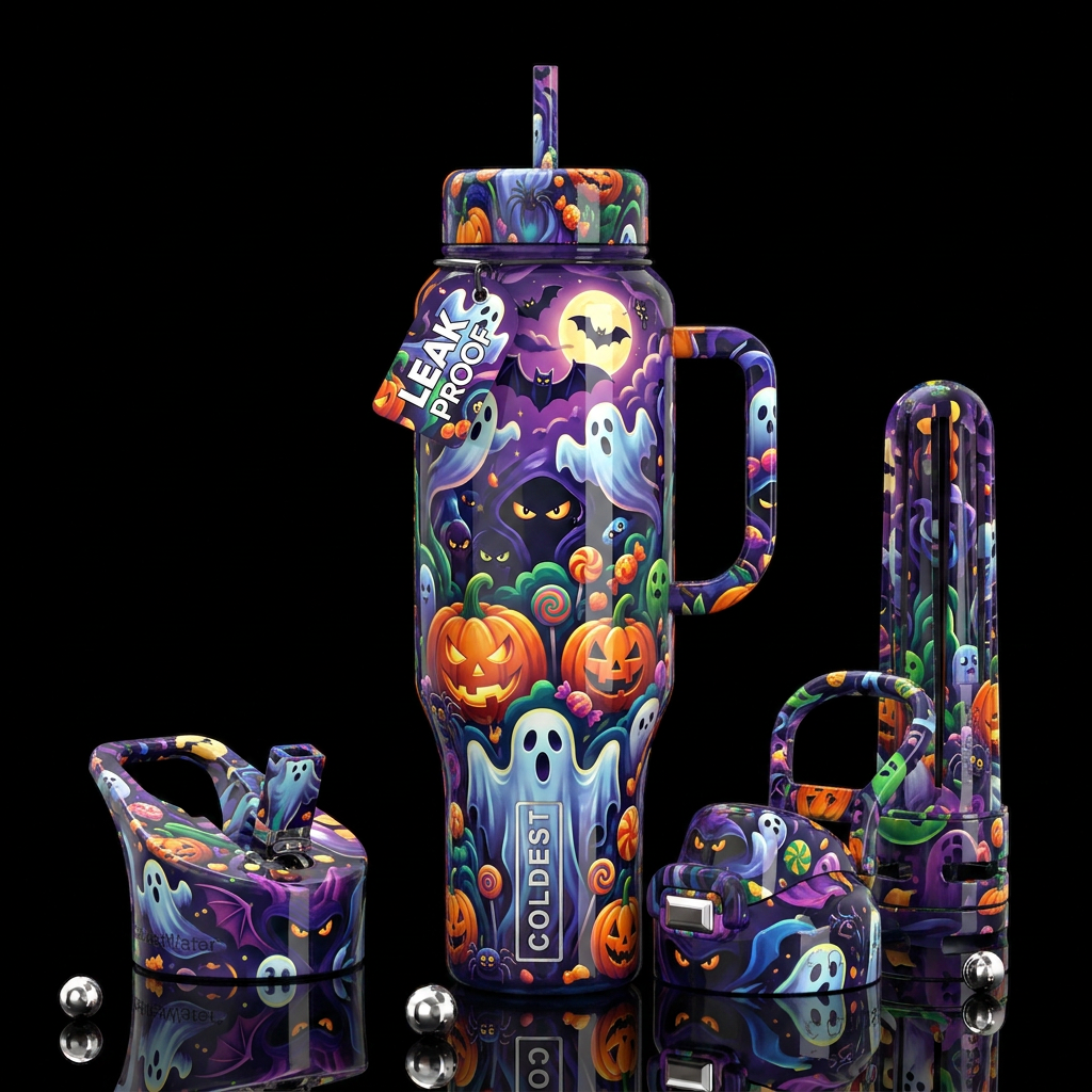 Boo-tiferous,glossy, trompe-l'œil, detailed water bottle design