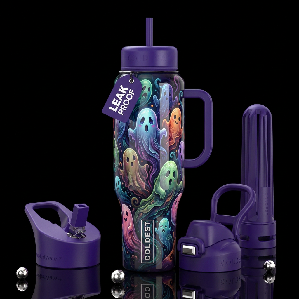 Boo-tiferous,glossy, trompe-l'œil, detailed water bottle design