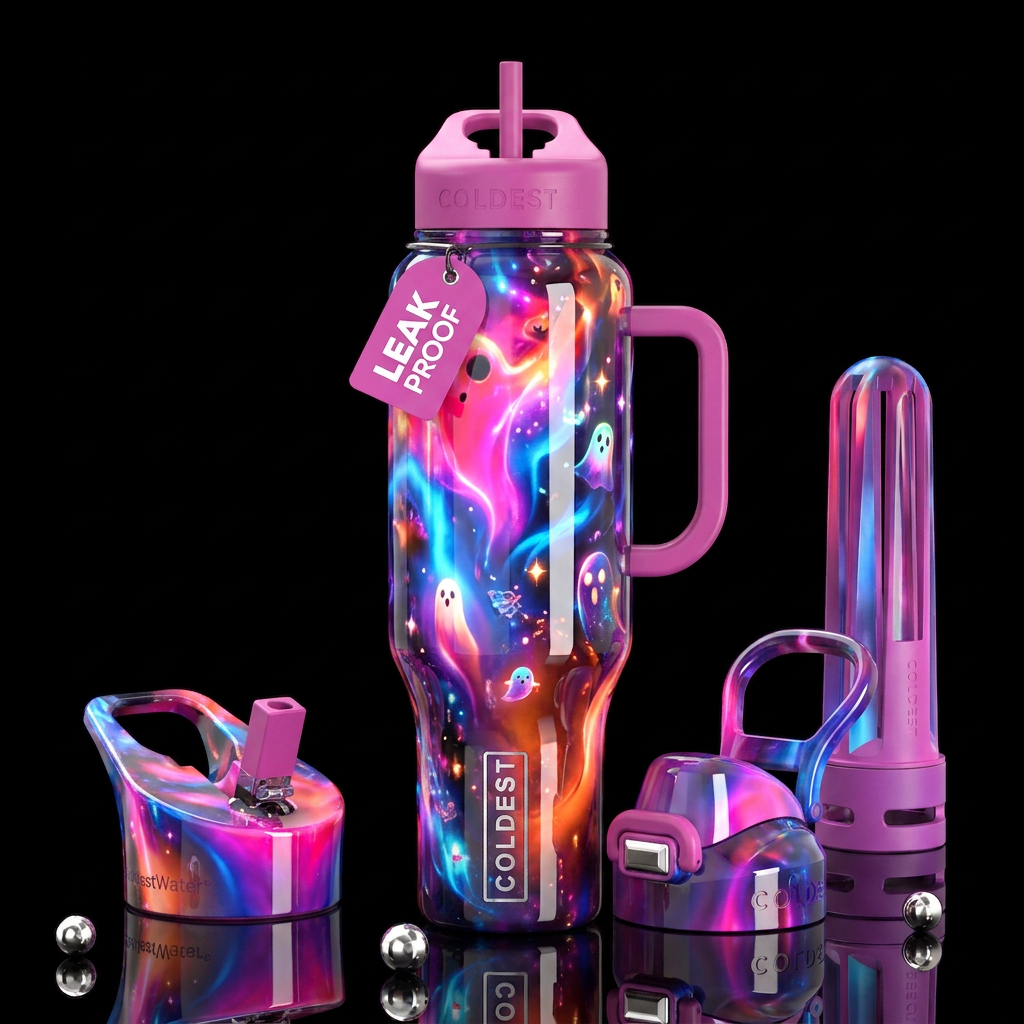 Boo-tiferous,glossy, trompe-l'œil, detailed,aura, ... water bottle design