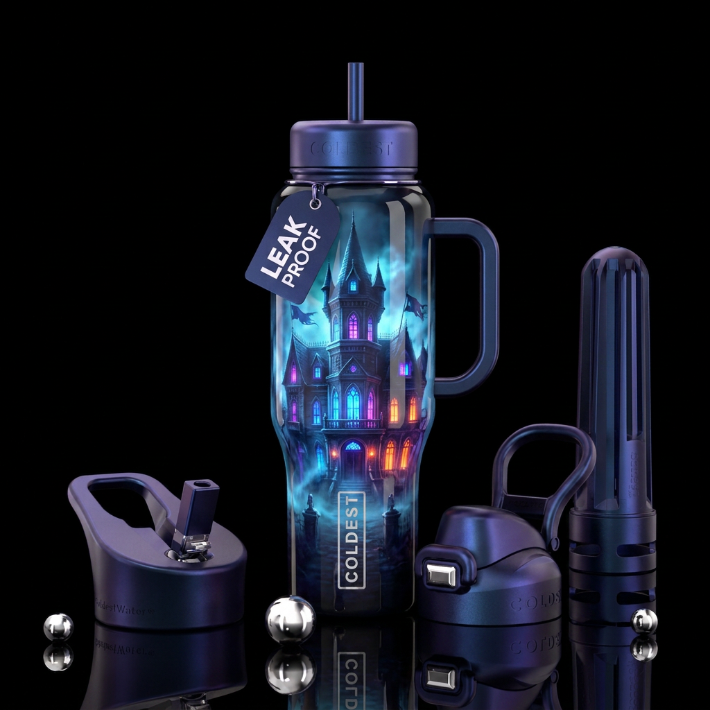 Boo-tiferous,glowie, trompe-l'œil, glossy, allurin... water bottle design