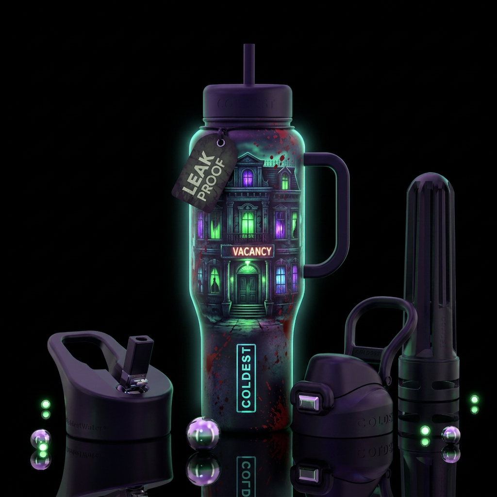 Boo-tiferous,glowie, trompe-l'œil, glossy, allurin... water bottle design