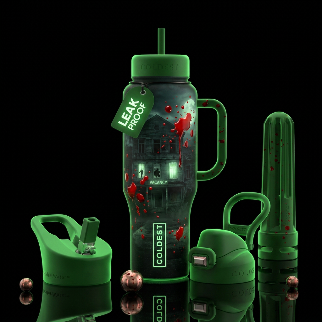 Boo-tiferous,glowie, trompe-l'œil, glossy, allurin... water bottle design