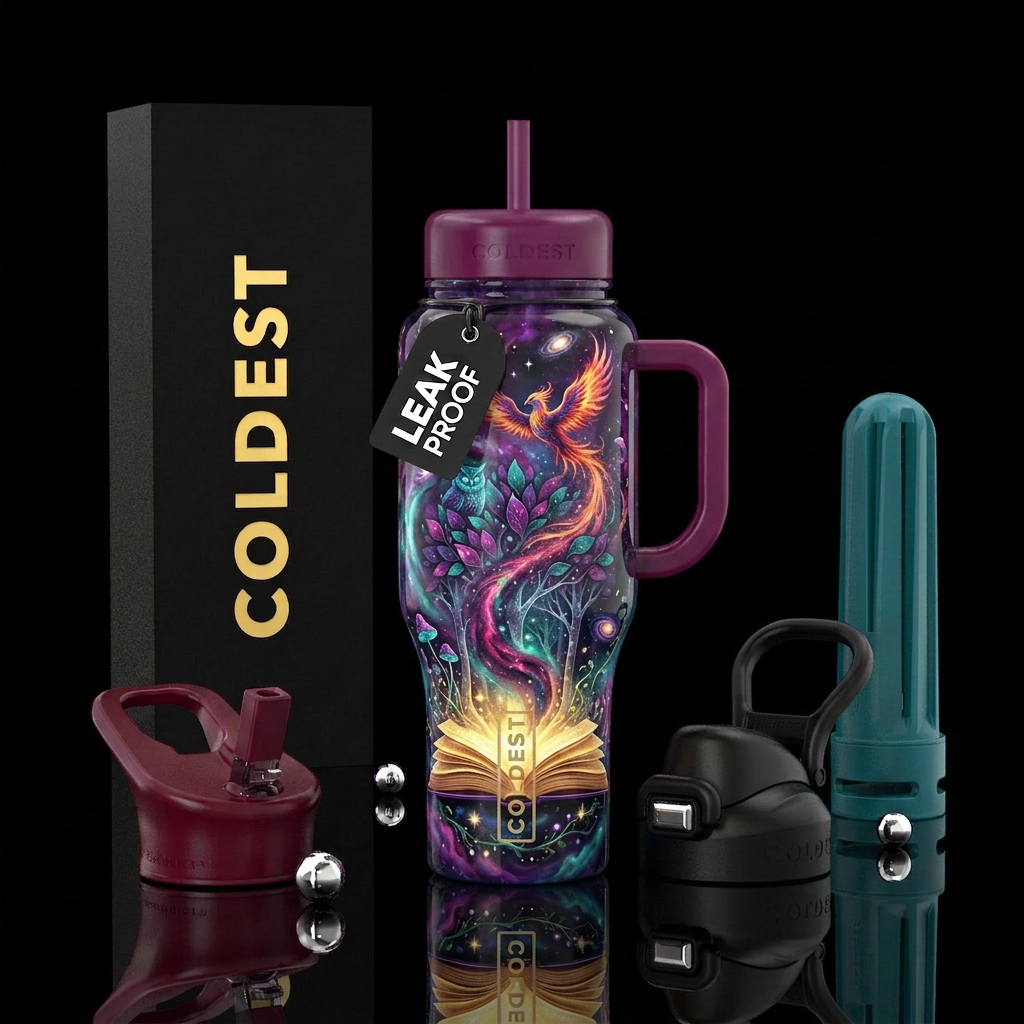 Digital art for a seamless tumbler wrap. An open b... water bottle design