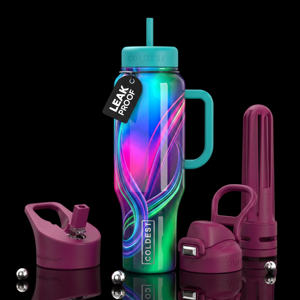 Dip dye,glossy, trompe-l'œil, beautiferous, glowie... water bottle design