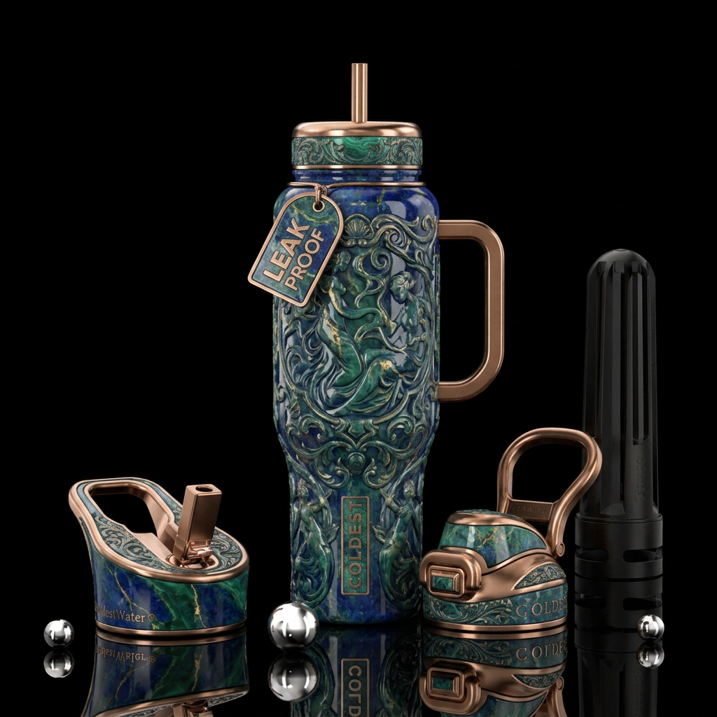 Tribute,glossy, trompe-l'œil, beautiferous water bottle design