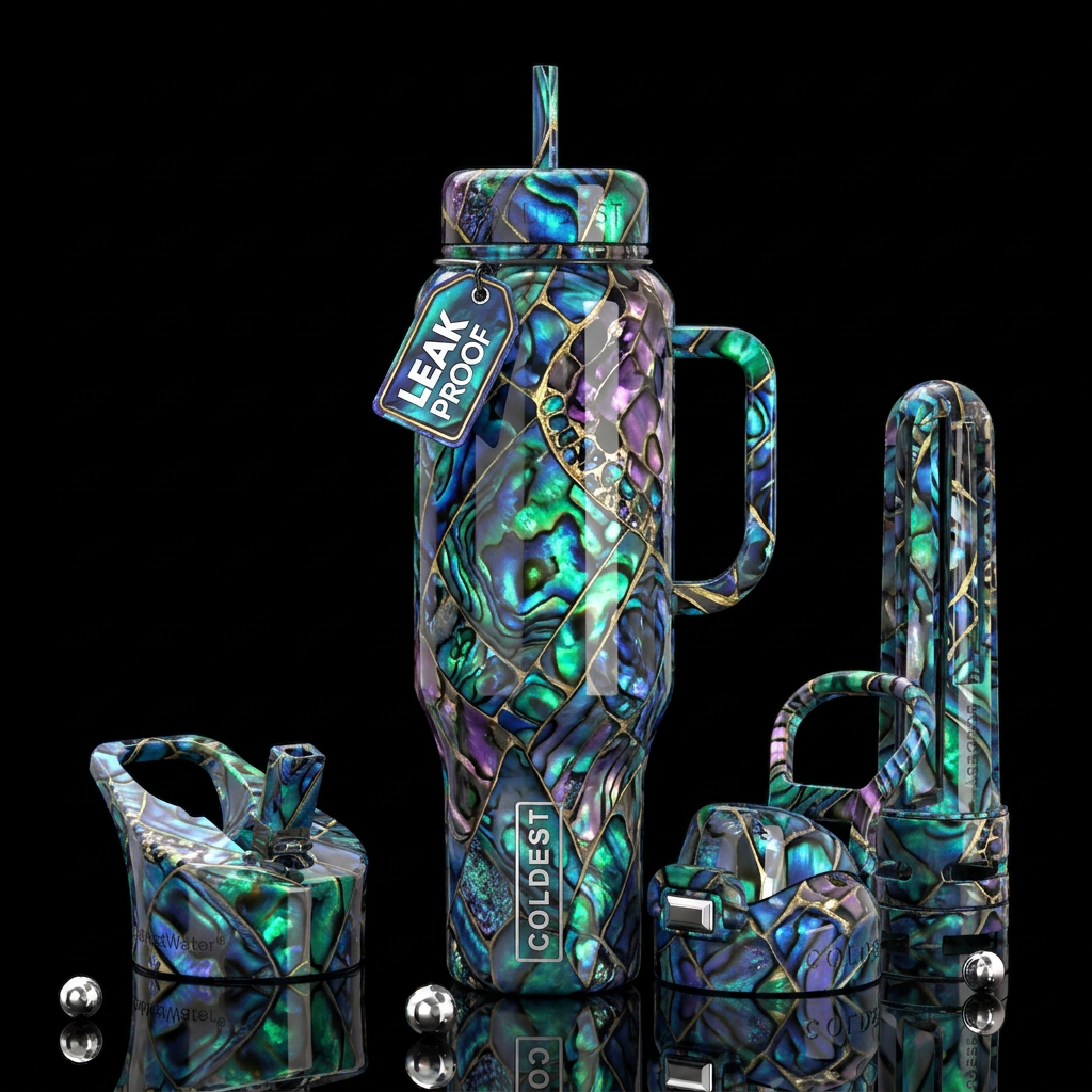 harmonious, inbued, glossy, trompe-l'œil, beautife... water bottle design
