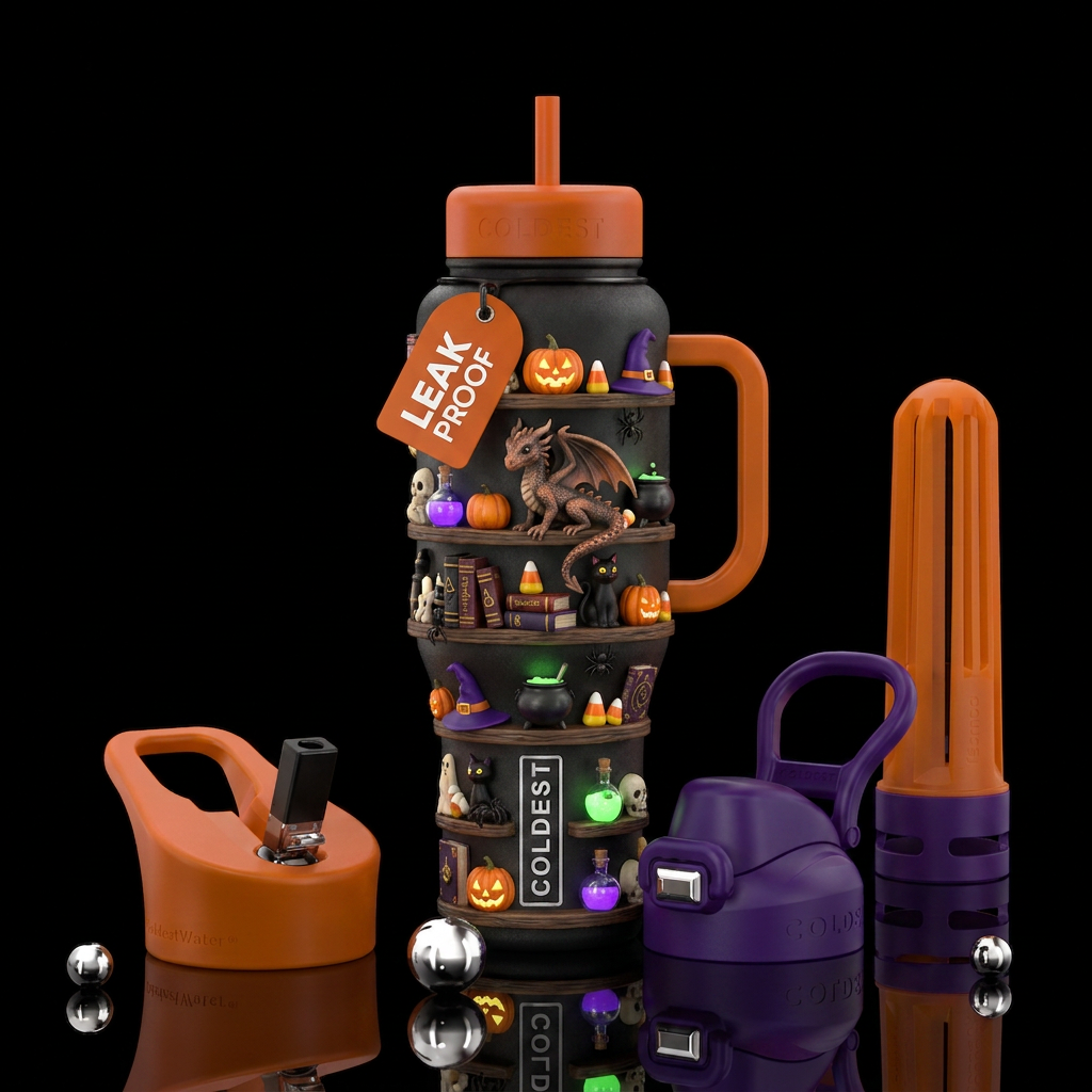 Shelf that goes around whole bottle with lots of H... water bottle design