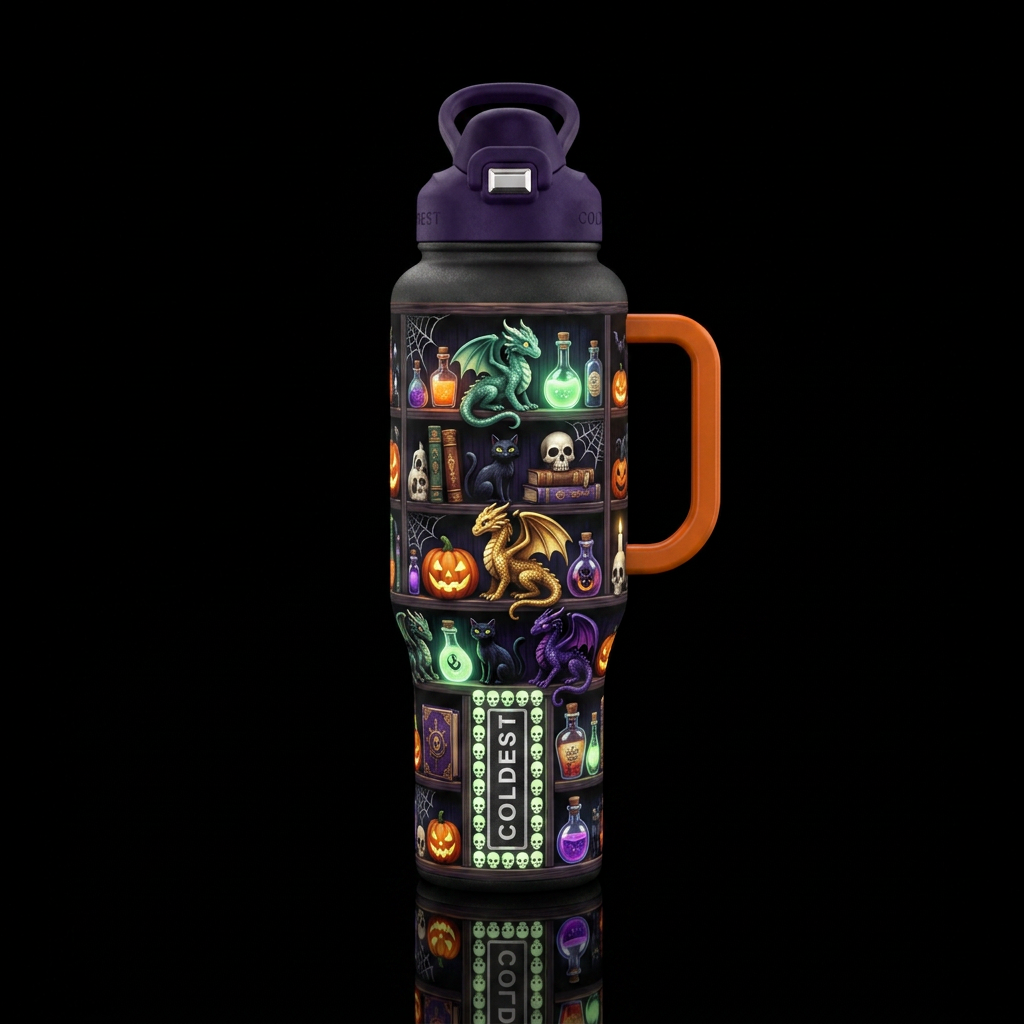 Shelf that goes around whole bottle with lots of H... water bottle design