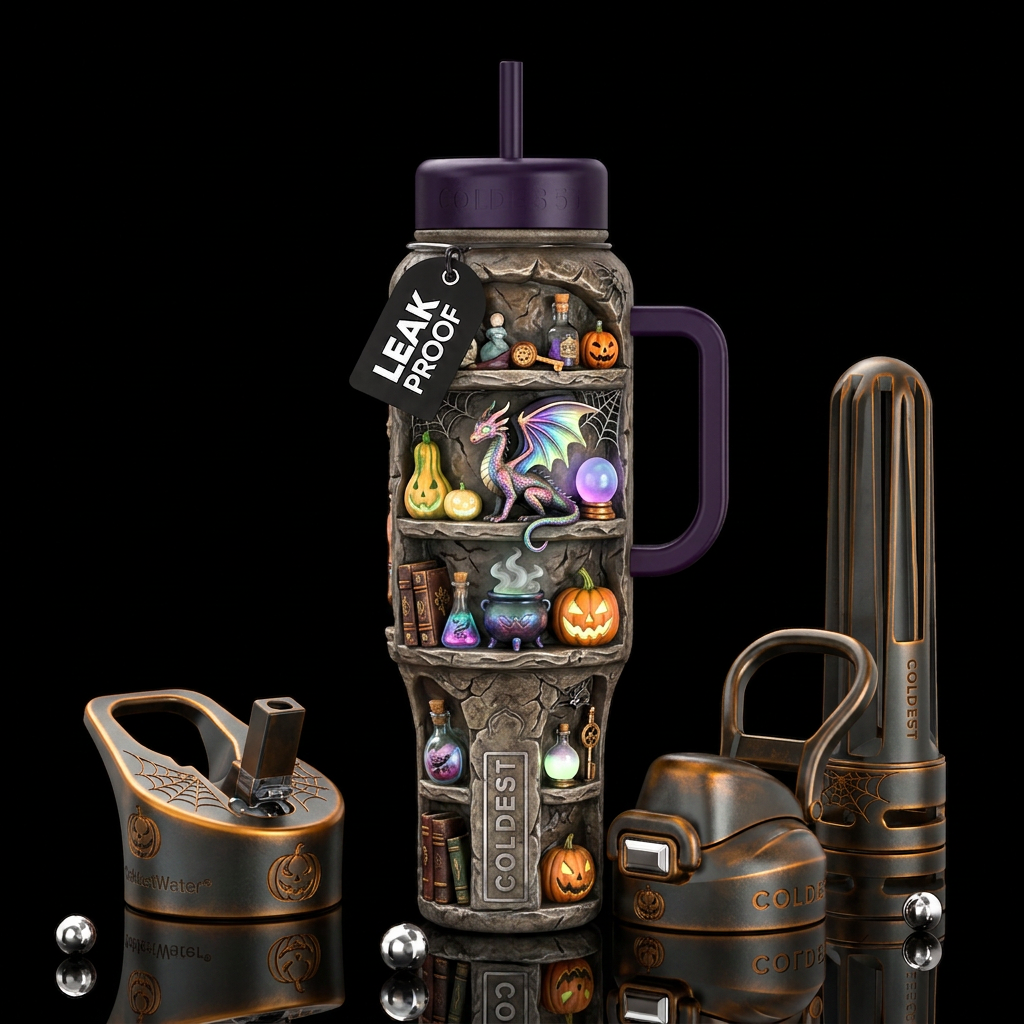 Shelf that goes around whole bottle with lots of H... water bottle design