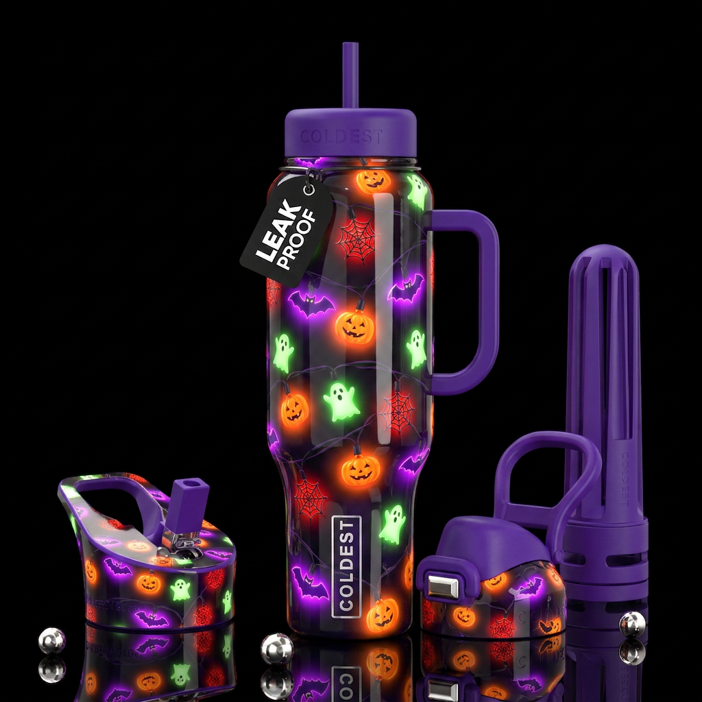String of Halloween  lights, trompe-l'œil, beautif... water bottle design