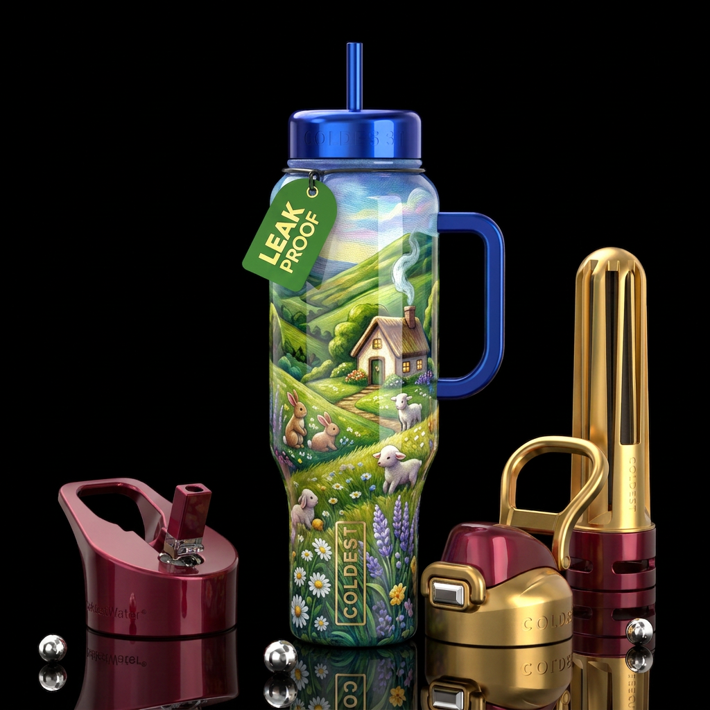 Genuine, kind, trompe-l'œil,glossy, beautiferous water bottle design