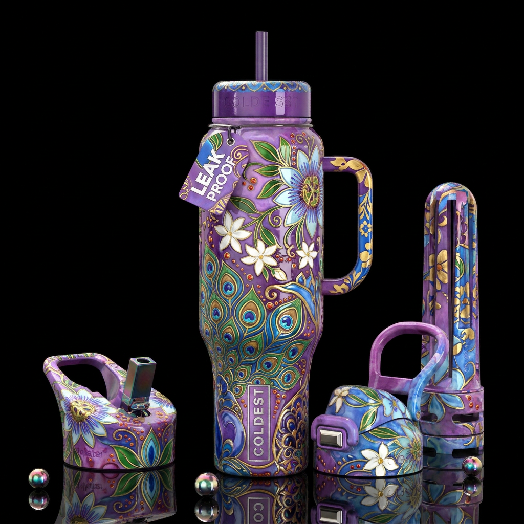 Genuine, kind, trompe-l'œil,glossy, beautiferous water bottle design