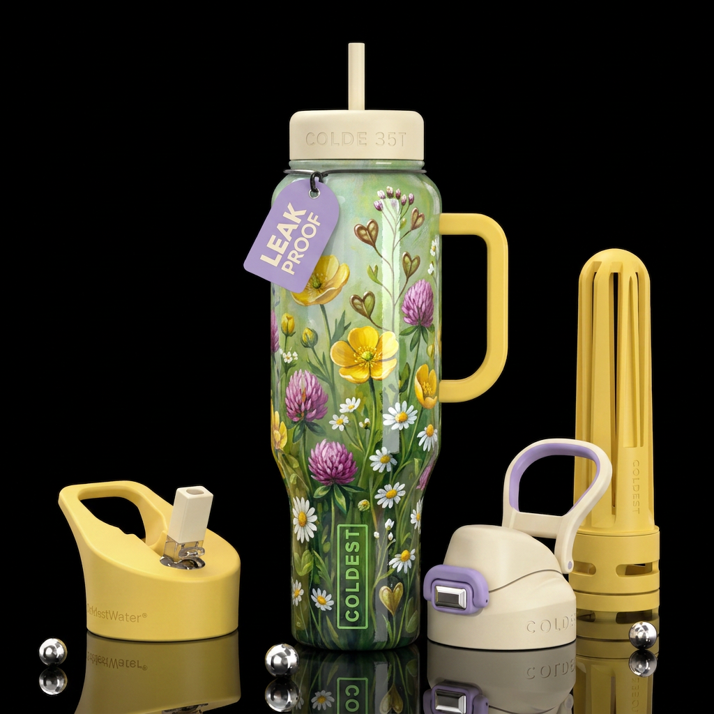 Genuine,innocent, kind, trompe-l'œil,glossy, beaut... water bottle design