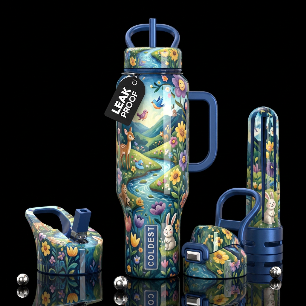 Genuine,return to innocent, kind, trompe-l'œil,glo... water bottle design