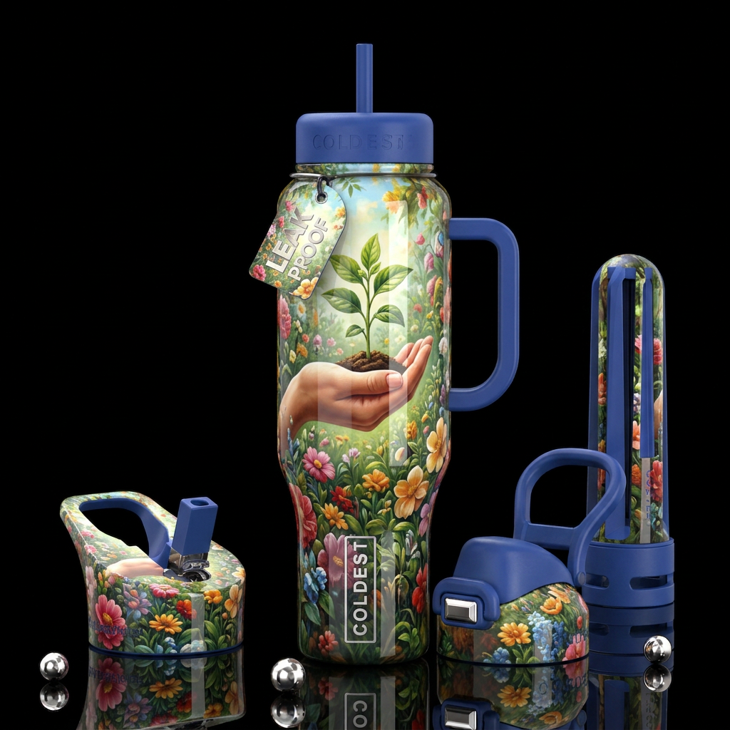 Genuine,return to innocent, kind, trompe-l'œil,glo... water bottle design
