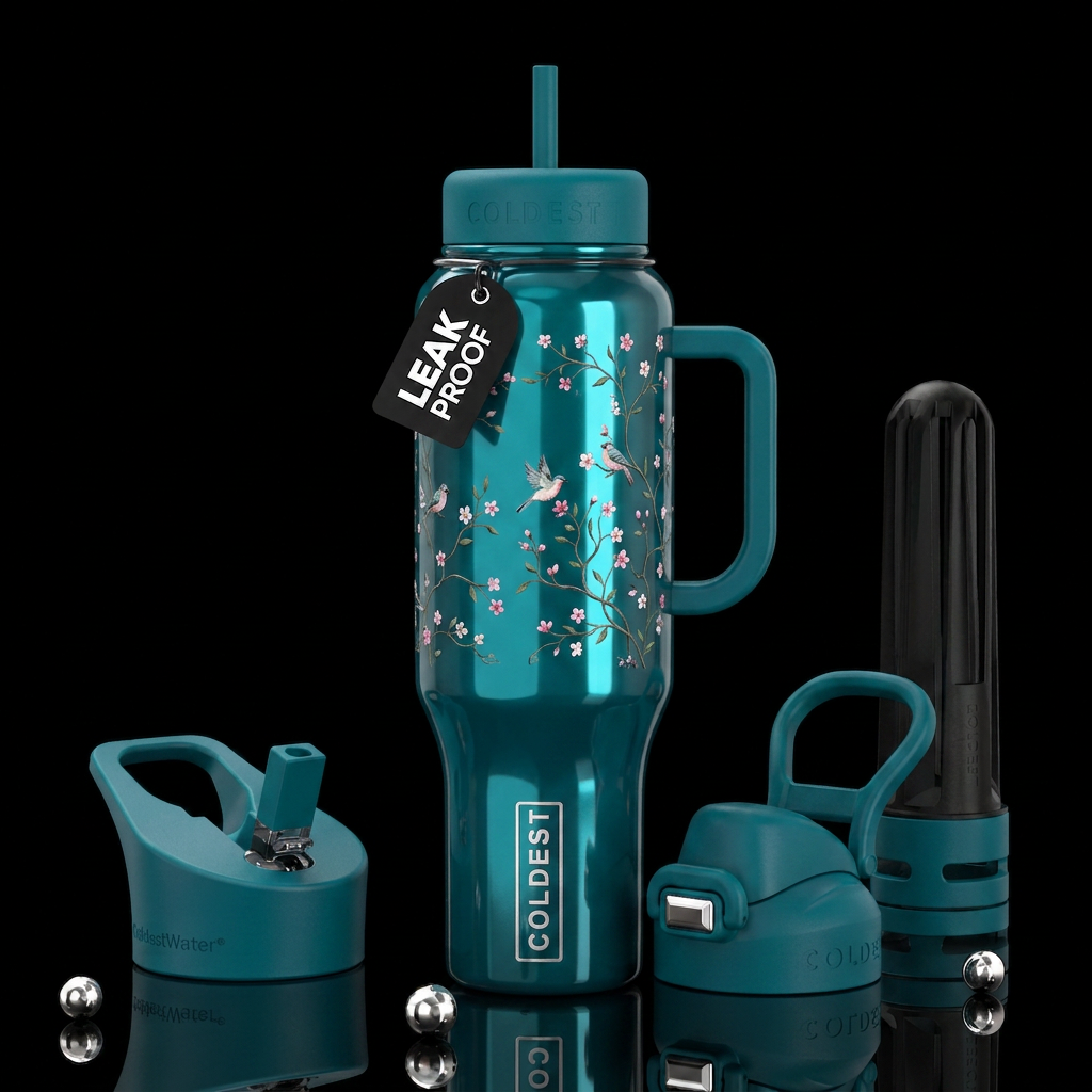 Genuine,return to innocence, kind, trompe-l'œil,gl... water bottle design