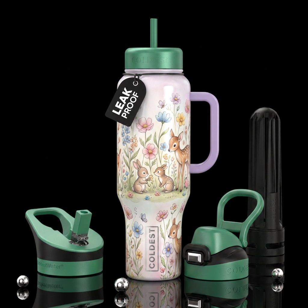 Genuine,return to innocence, kind, trompe-l'œil,gl... water bottle design