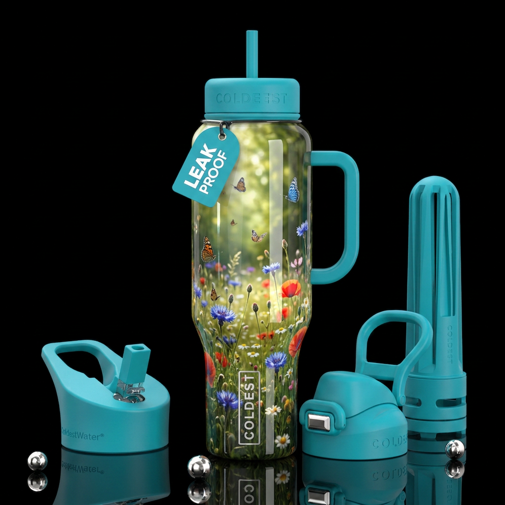Genuine,return to innocence, kind, trompe-l'œil,gl... water bottle design